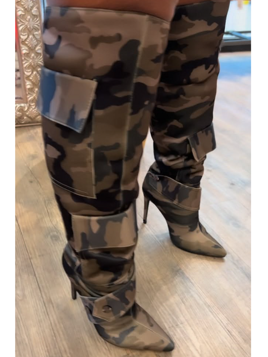 Over-the-Knee Camo Boots