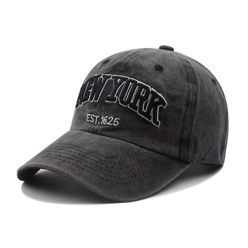 embroidered washed baseball cap
