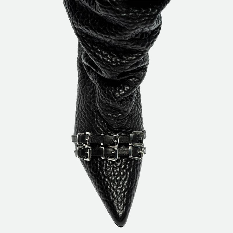 Pointed Toe Buckle Detail Over The Knee Boots
