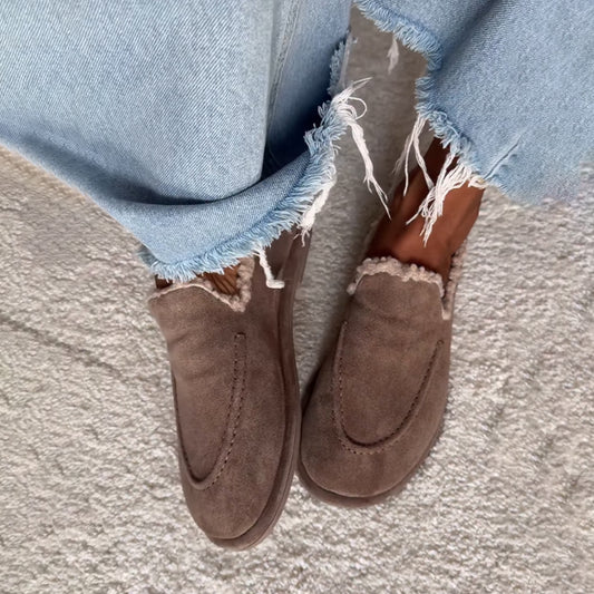 Fluffy Shoes Suede Flat Slip-on Loafers