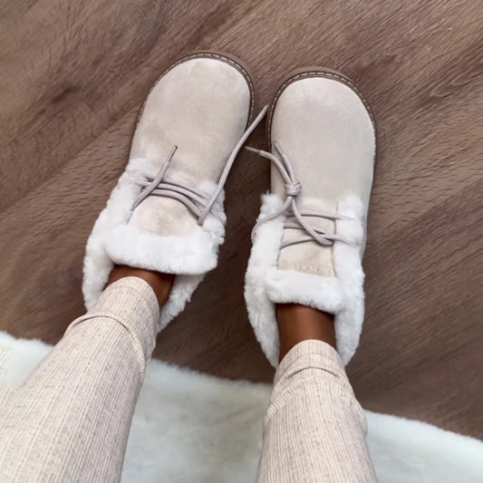 Fleece-lined Round-toe Winter Boots Flats