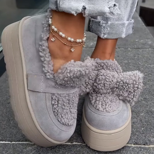 Platform Asymmetrical Bow Detail Snow Boots