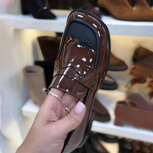 Patchwork Square Heeled Loafers