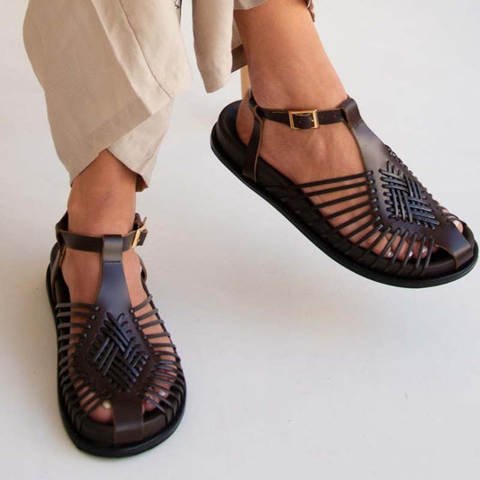 Woven Toe-covered Roman Sandals