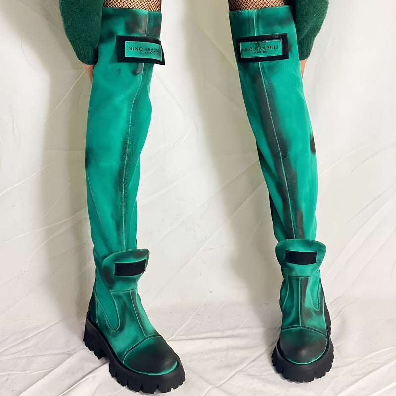 Zip Up Thick-soled Over-the-knee Boots