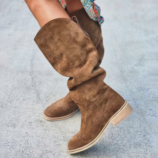 Round Toe Soft Suede Boots