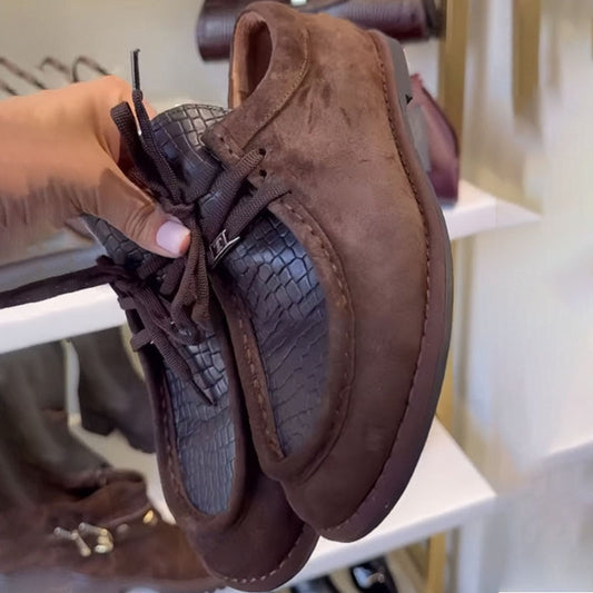 Round Toe Retro Flat Lace-Up Loafers