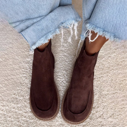 Flat Suede Ankle Boots