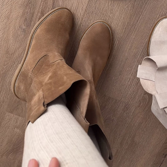 Comfortable Flat Frosted Leather Boots