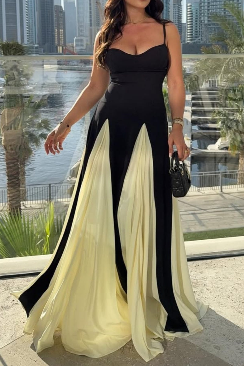 Elegant Two-Tone Maxi Dress