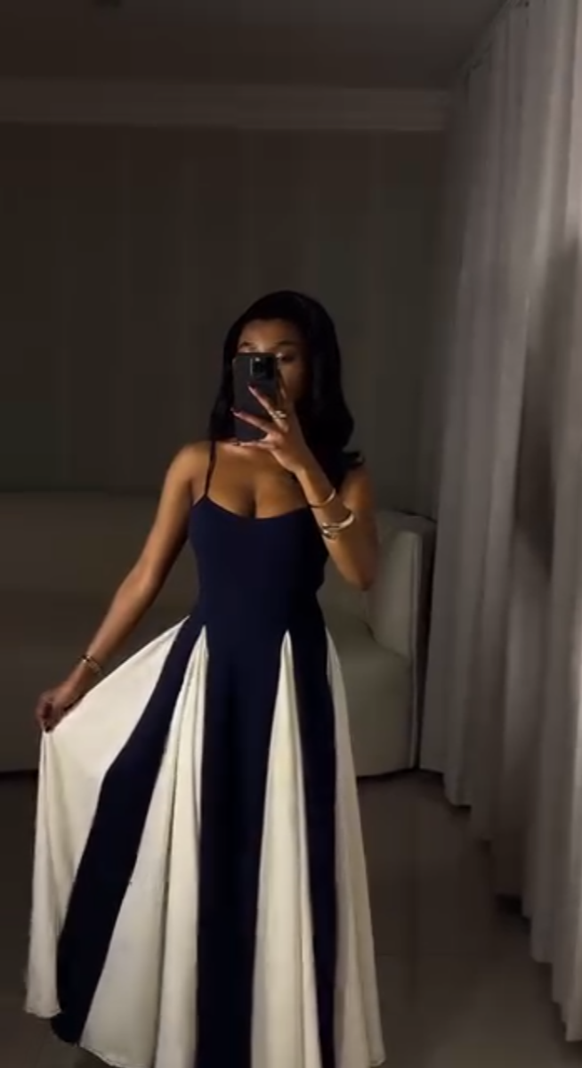 Elegant Two-Tone Maxi Dress