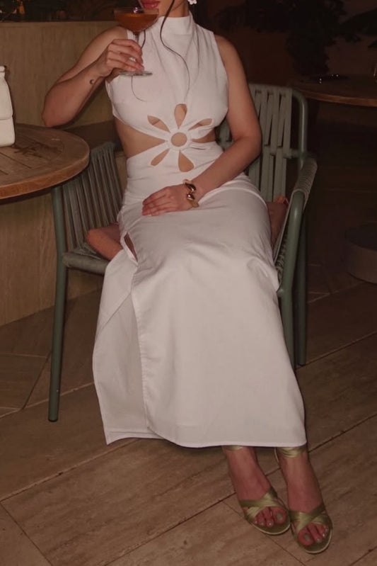 White Cut-Out Maxi Dress