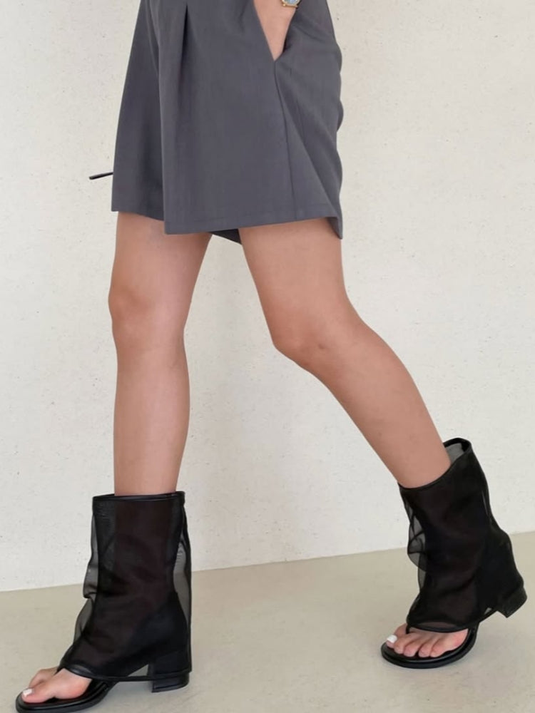 Black Open-Toe Flat Sandals