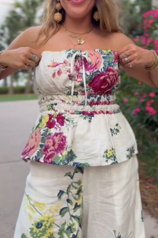 Floral Print Sleeveless Two-Piece Set