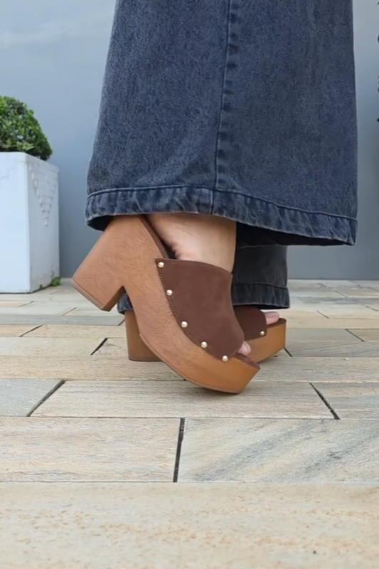 Gold Accents Peep-Toe Platform Heels