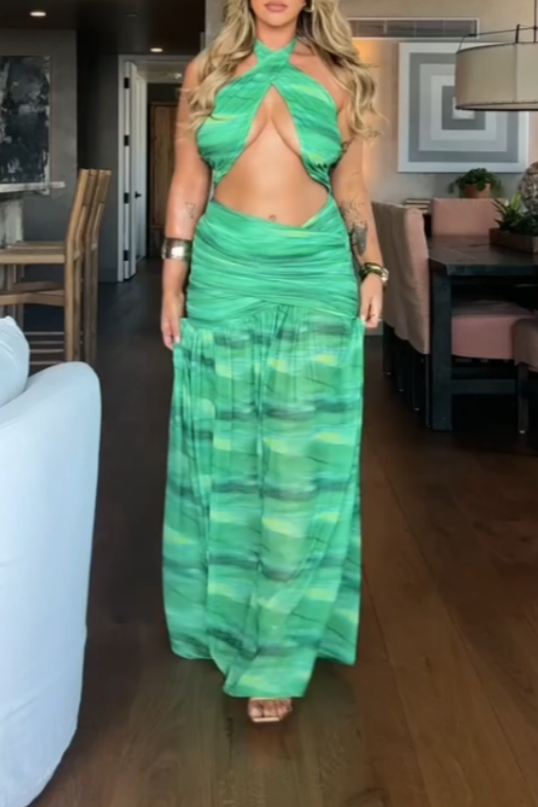 Green Striped Two-Piece Set