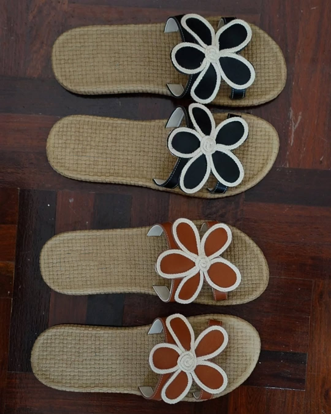Beige Woven Strap Slides