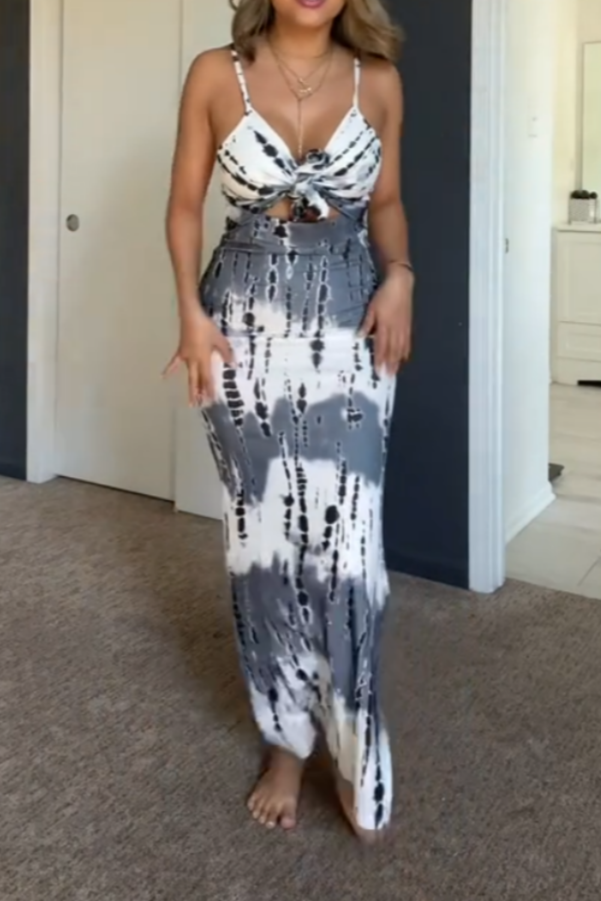 Tie-dye Sleeveless Maxi Dress