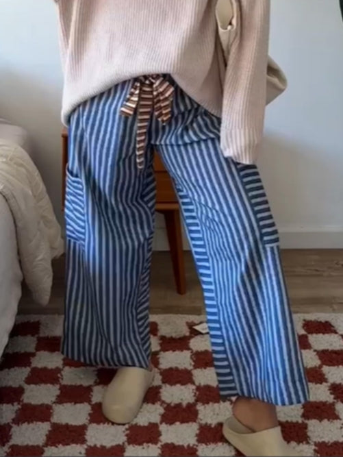 Drawstring Striped Pants