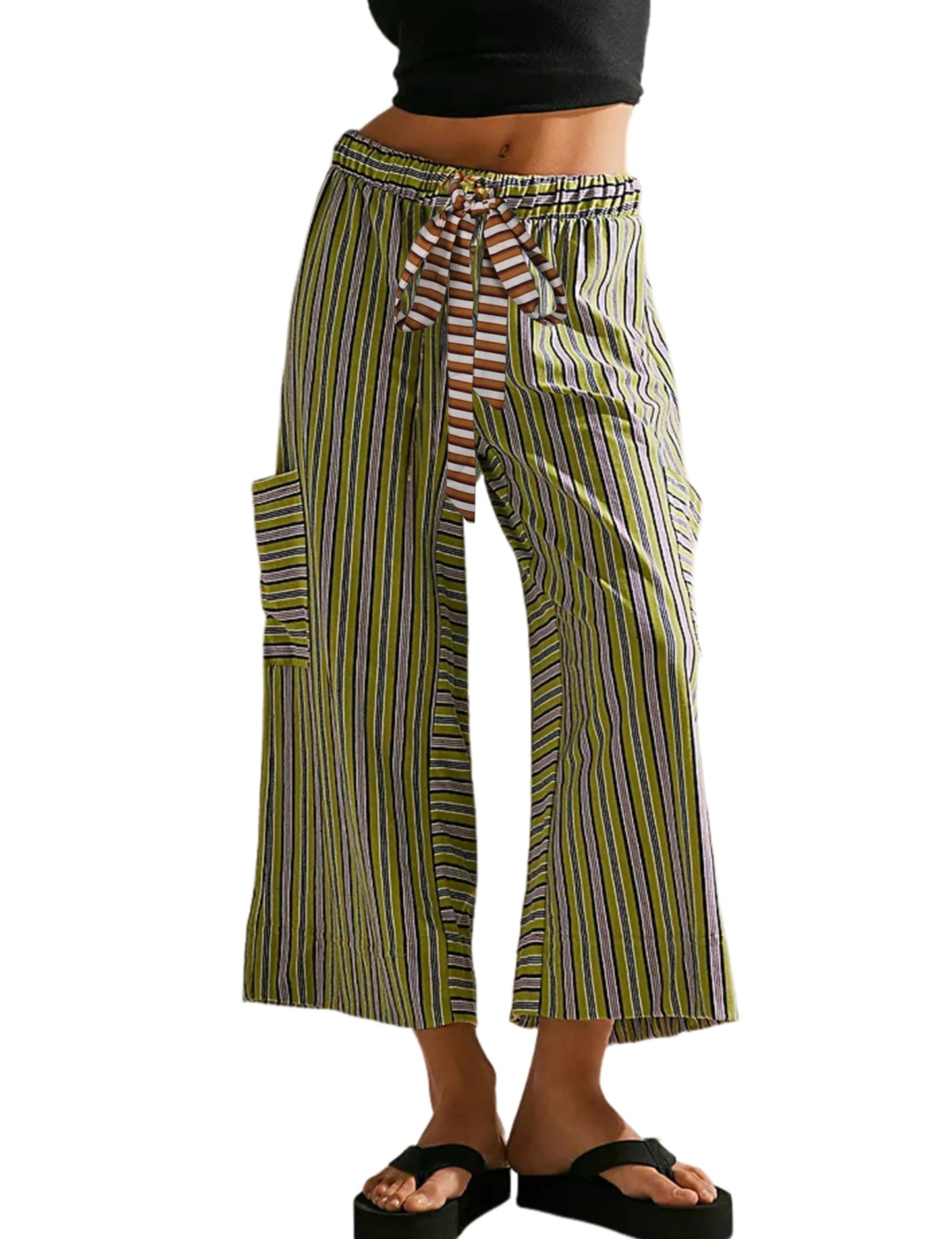 Drawstring Striped Pants