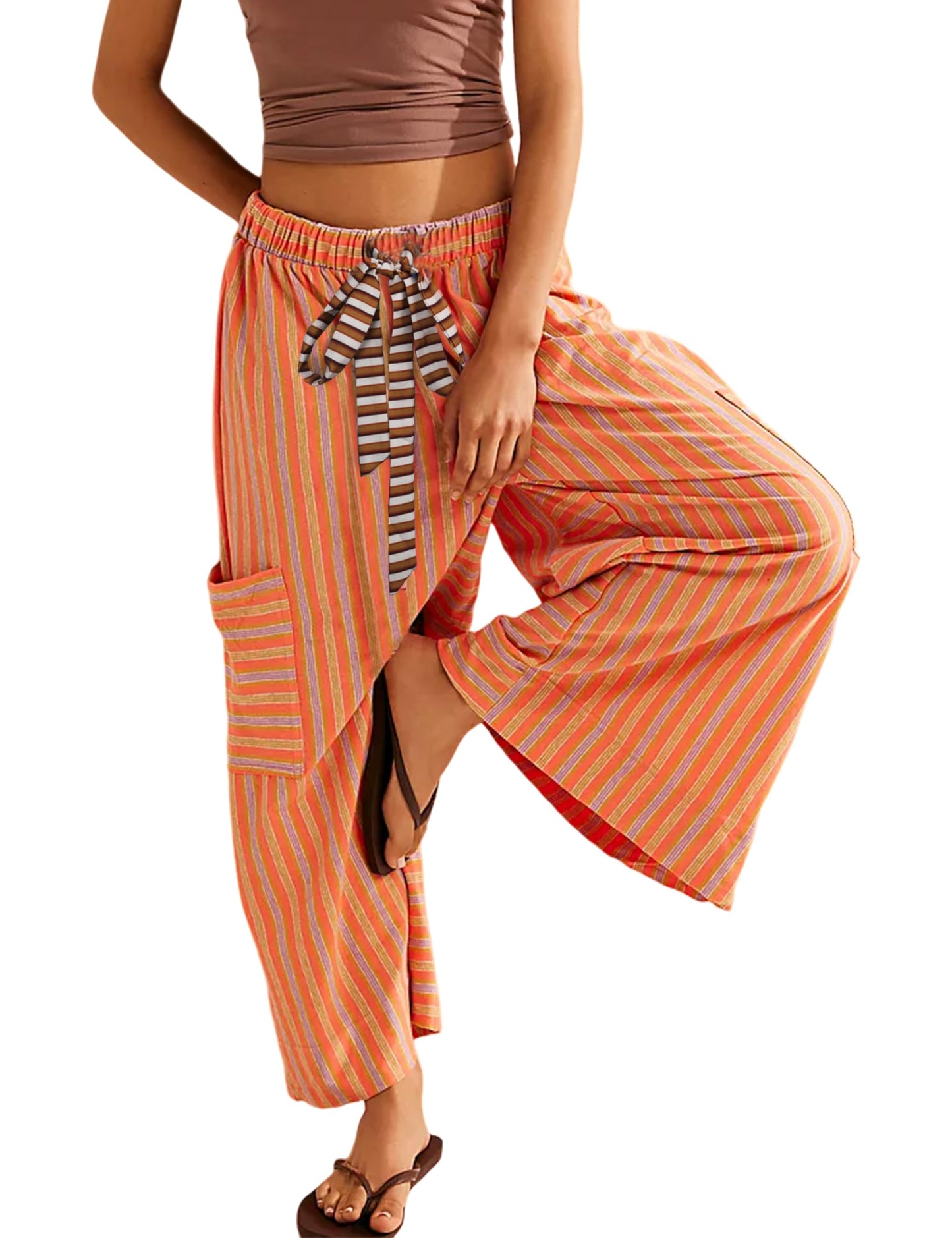 Drawstring Striped Pants