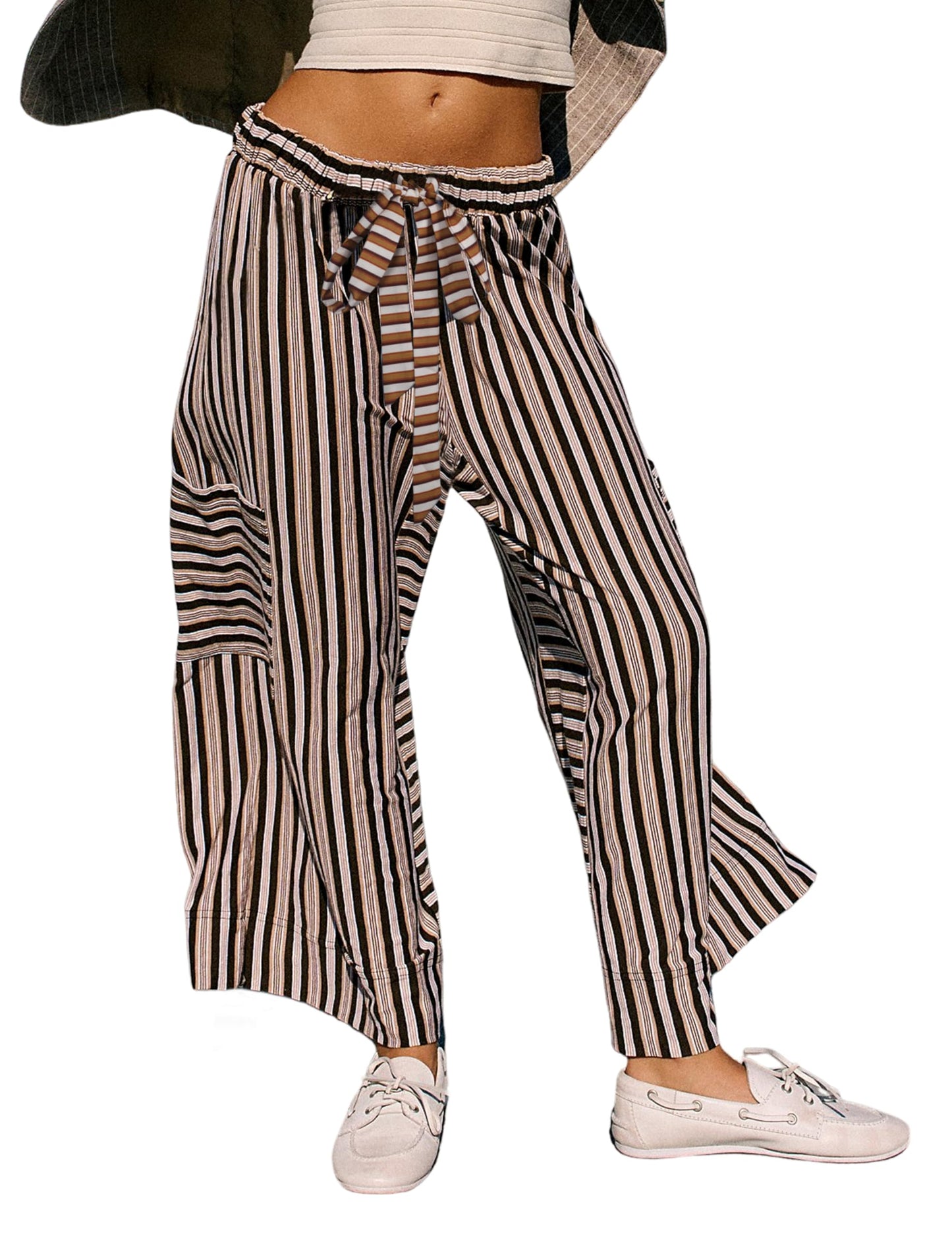 Drawstring Striped Pants