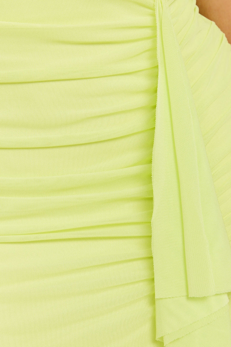 Citrus Halter Ruched Side Split Maxi Dress