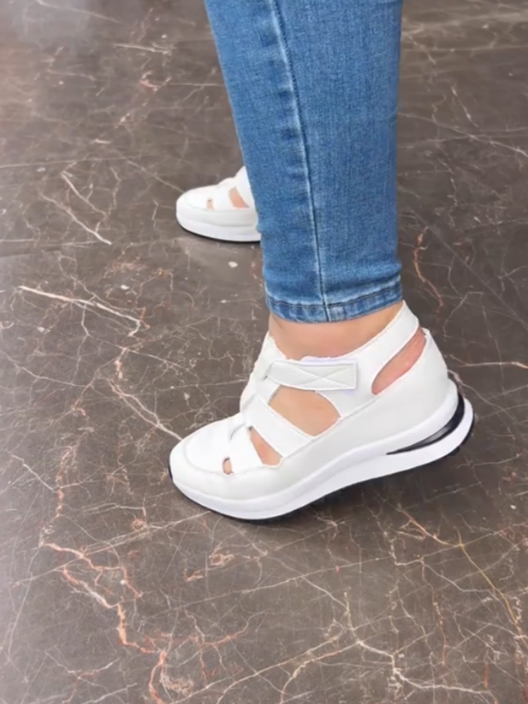White Platform Strappy Slip-on Sneakers