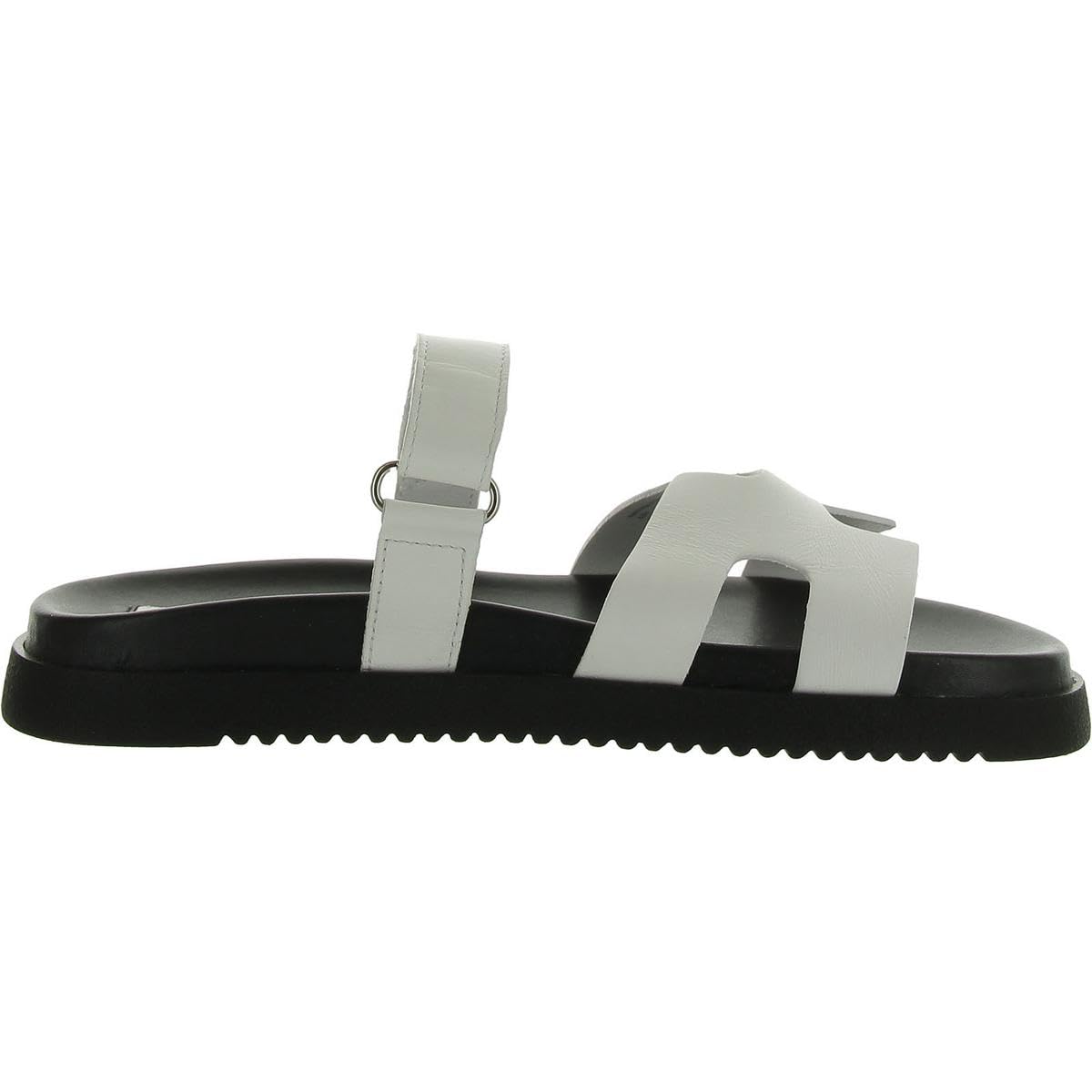 Black Leather Slider Sandals