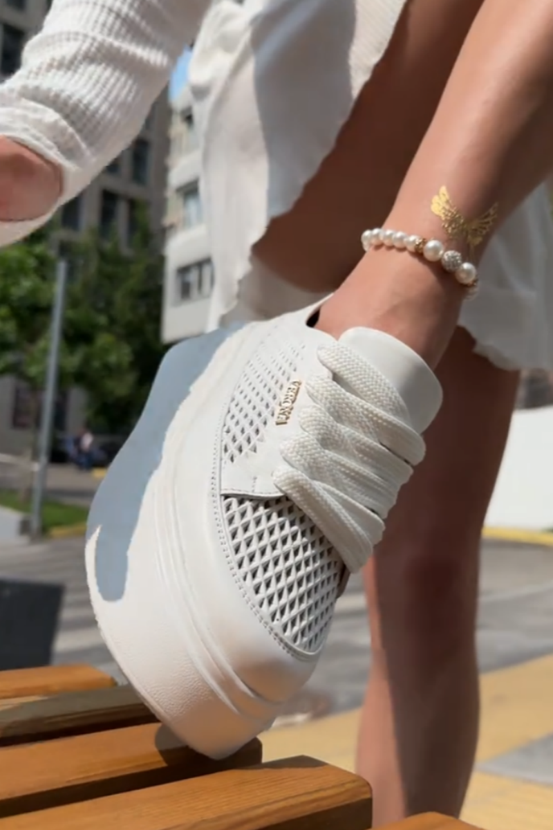 White Mesh Sneakers