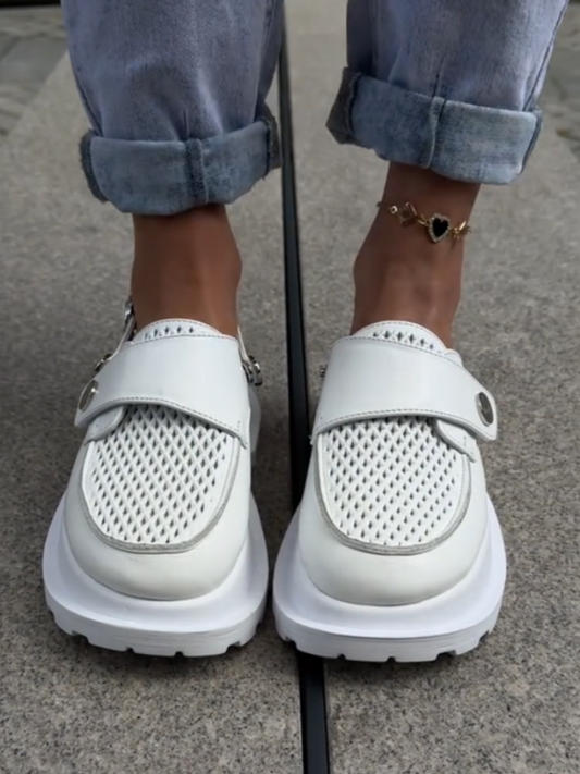 White Mesh Platform Sandals