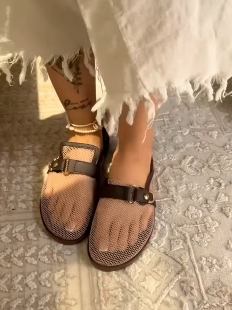 Brown Mesh Sandals