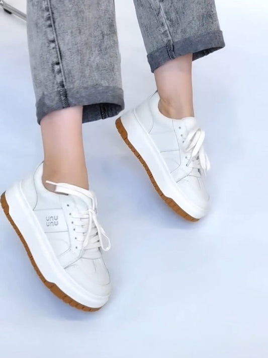 White Platform Sneaker With Gum Sole