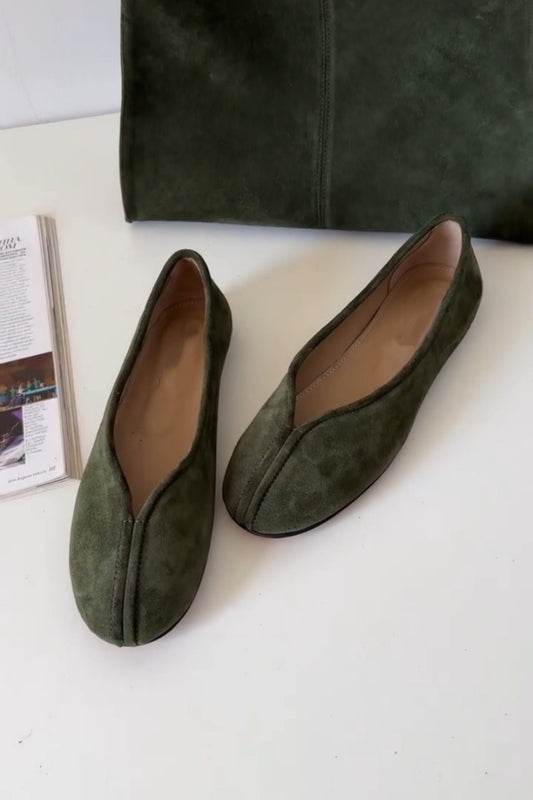 Dark Brown Suede Oxford Flats