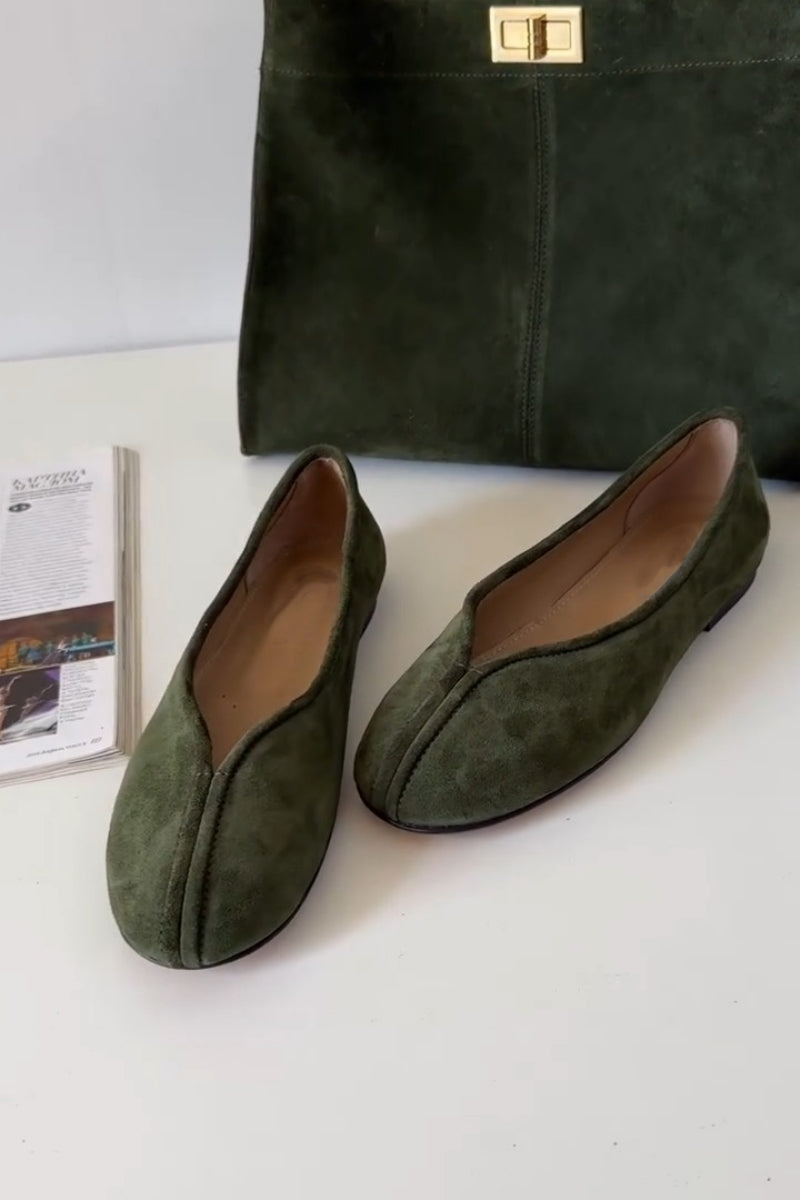 Dark Brown Suede Oxford Flats