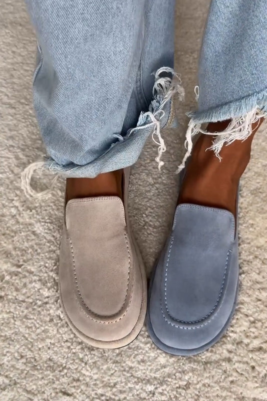 Two-Tone Suede Moccasin Loafers