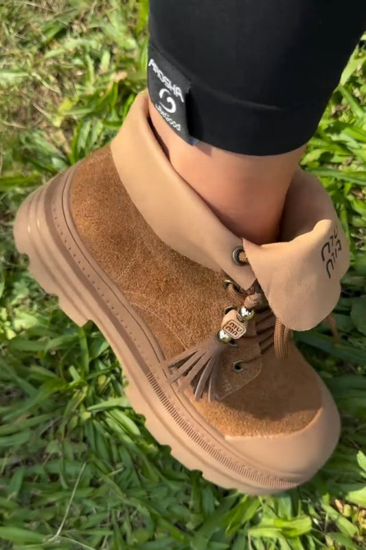 Tan Suede Combat Boots