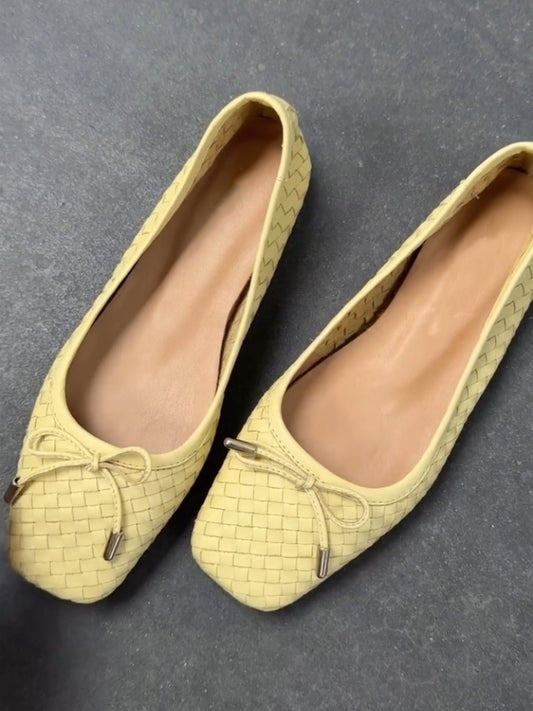Yellow Woven Ballet Flats