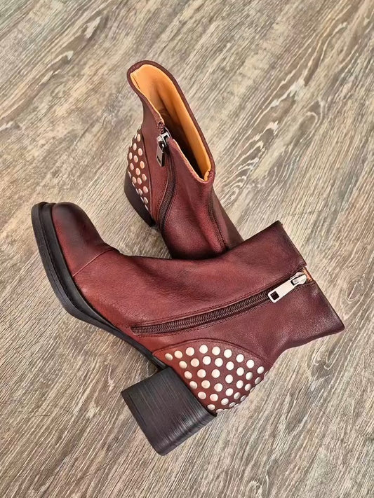 Brown Leather Ankle Boots