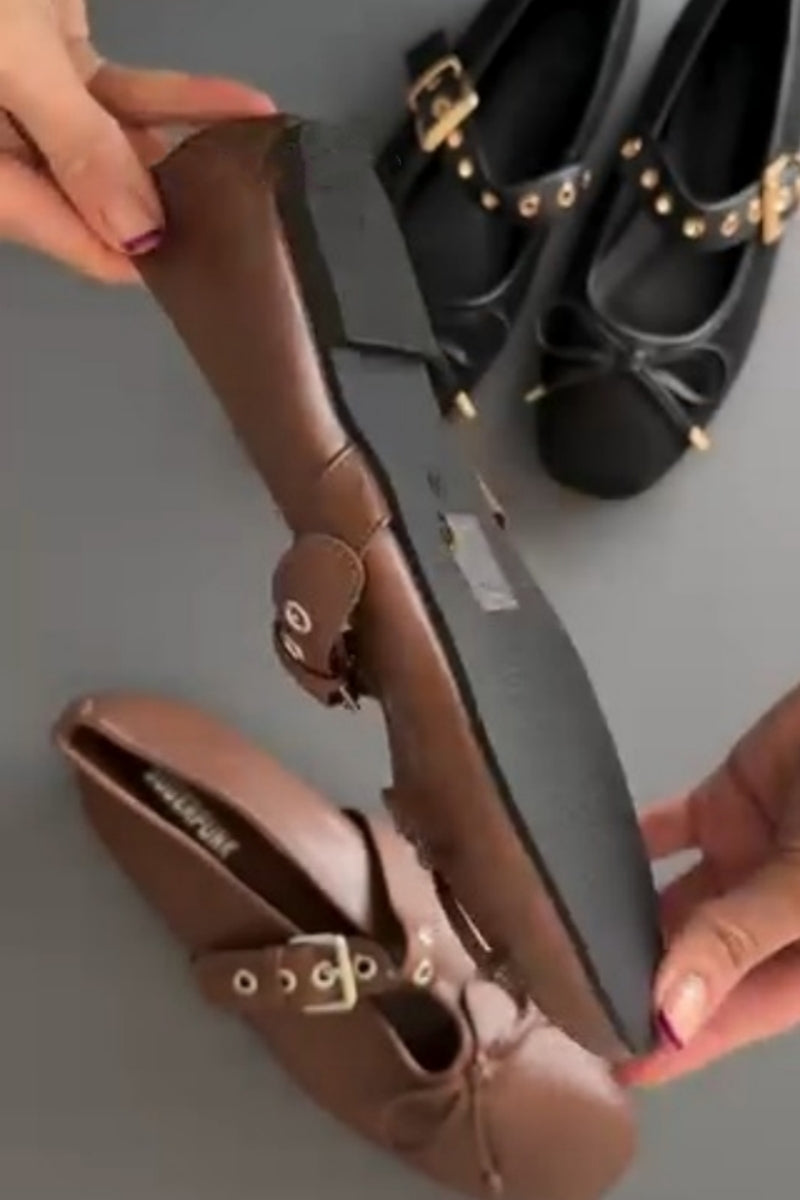 Lace-Up Mary Jane Loafers With Buckle Details