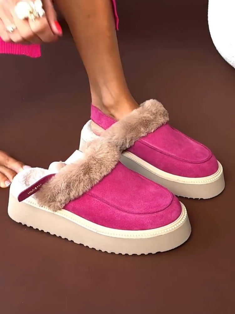 Fur-Laced Platform Mules