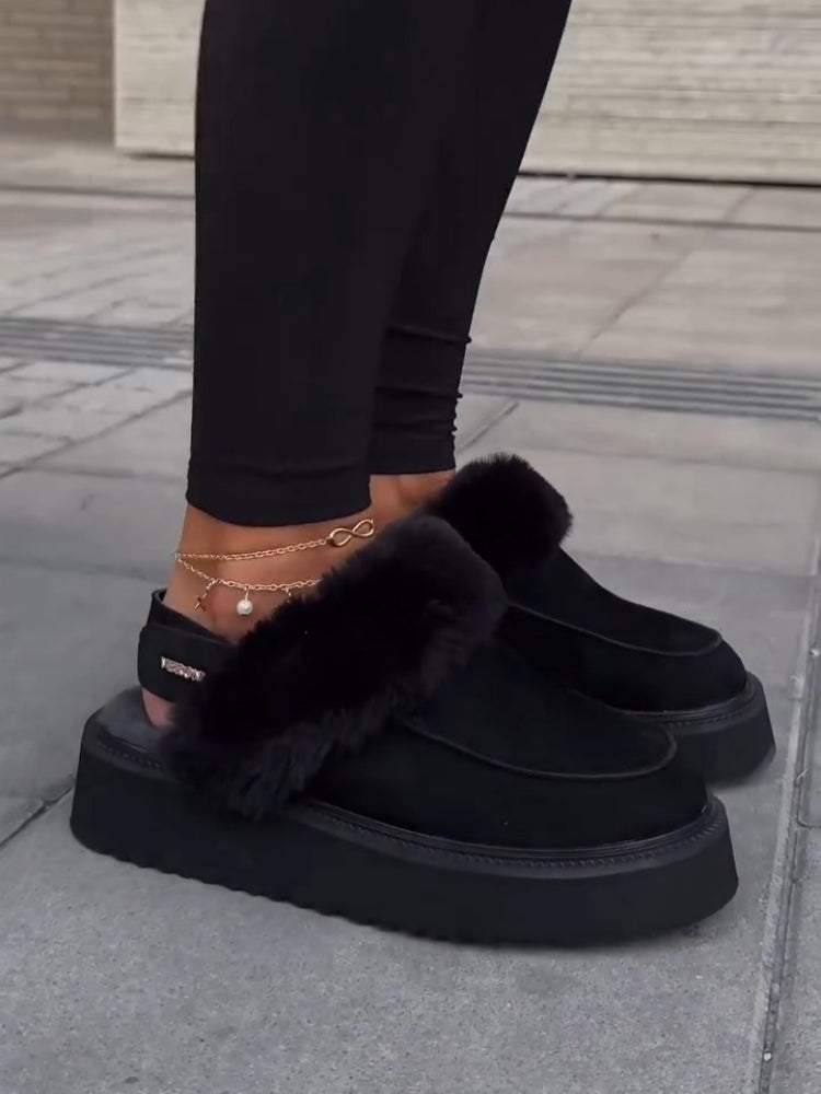 Fur-Laced Platform Mules