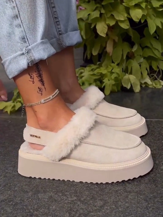 Fur-Laced Platform Mules