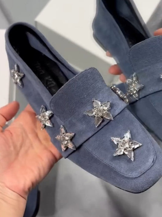 Embellished Suede Loafers