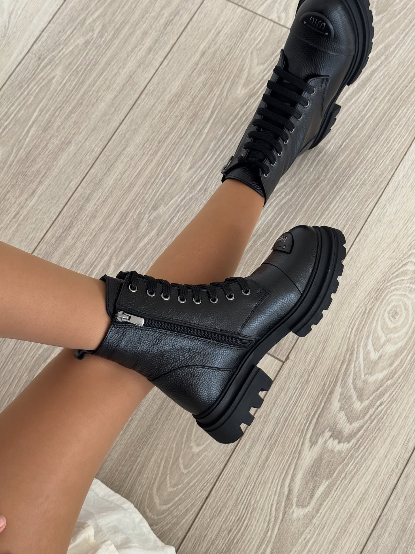 Black Combat Boots With Chunky Sole