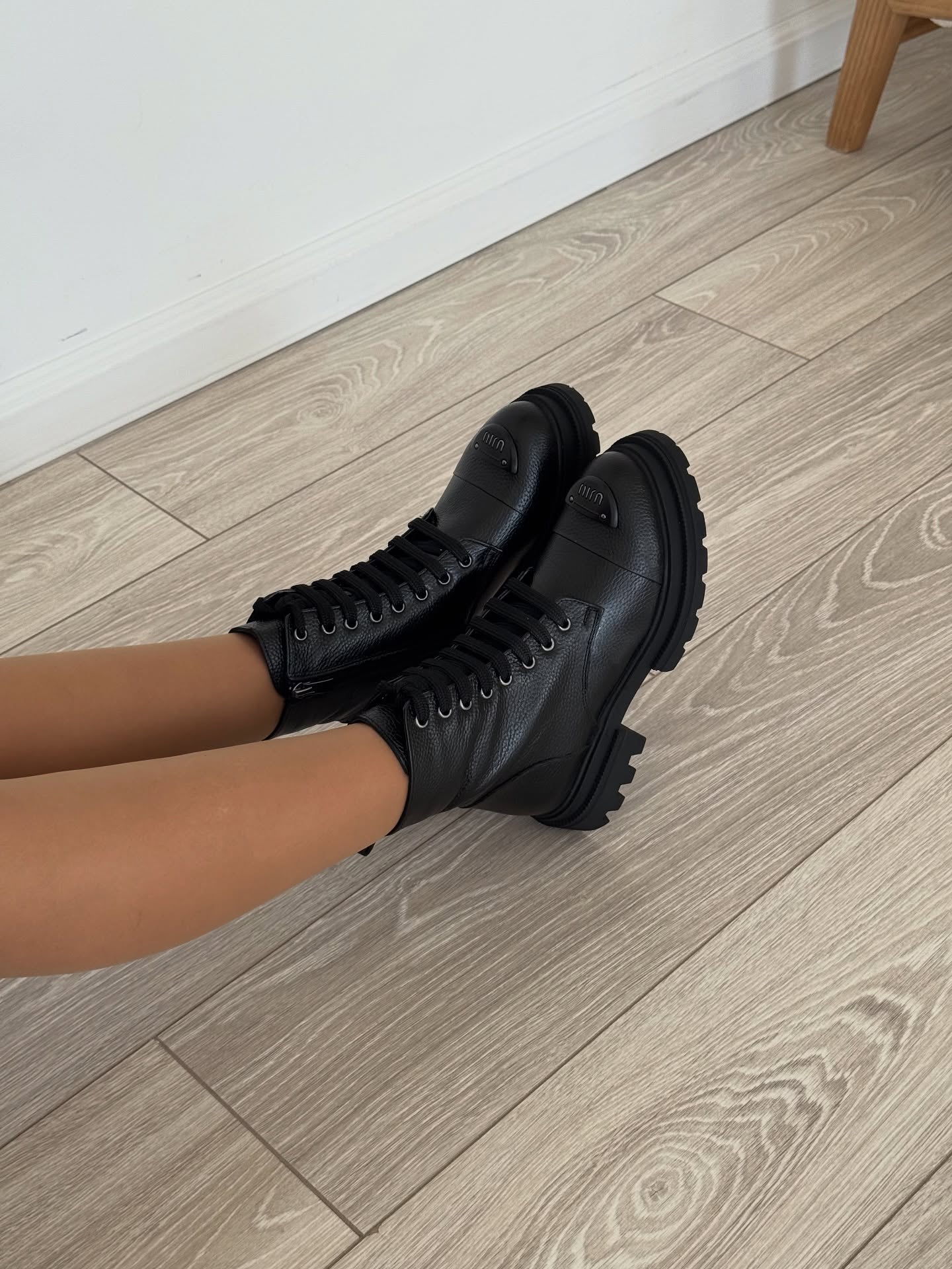 Black Combat Boots With Chunky Sole
