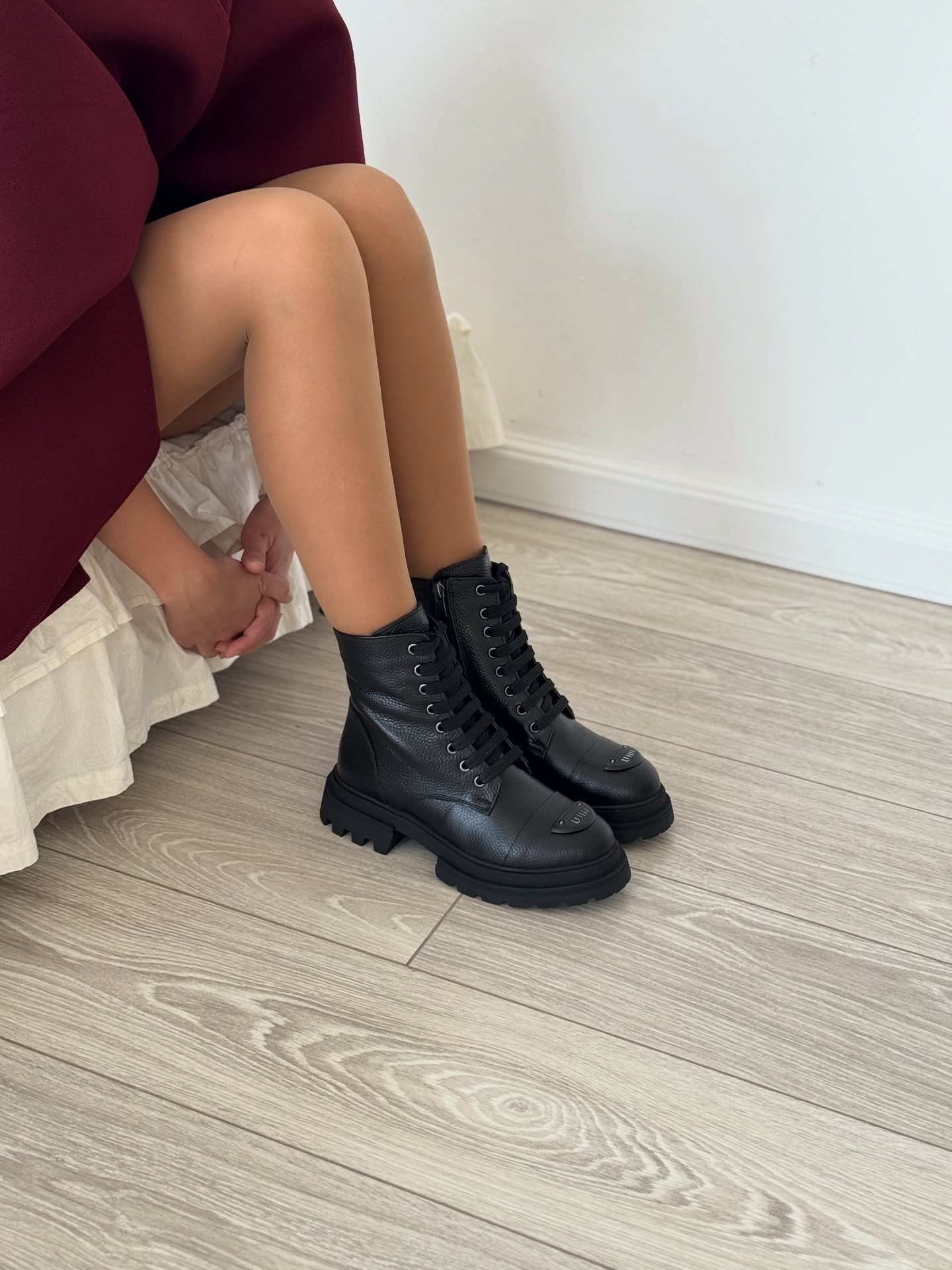Black Combat Boots With Chunky Sole