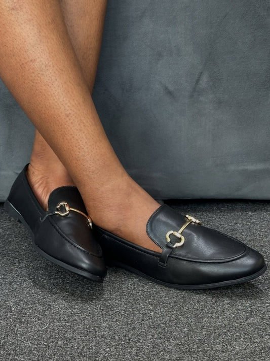 Black And White Horsebit Loafers