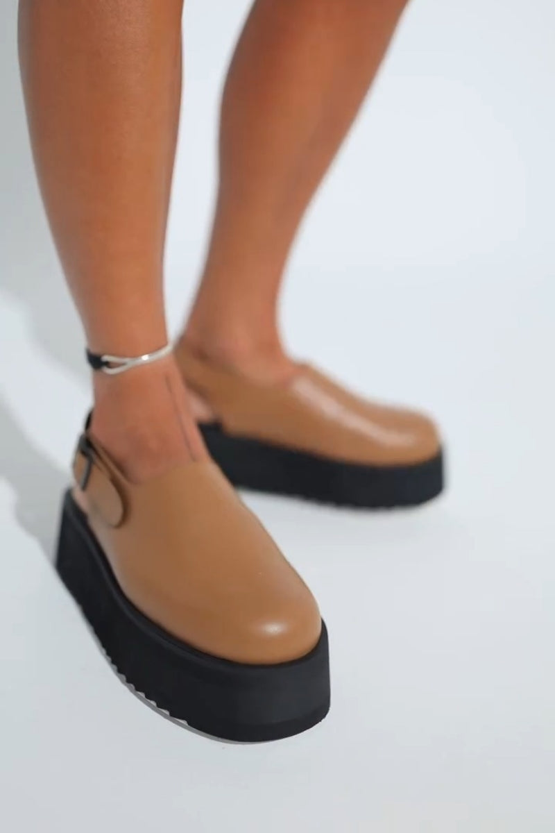 Tan Platform Mary Jane Shoes