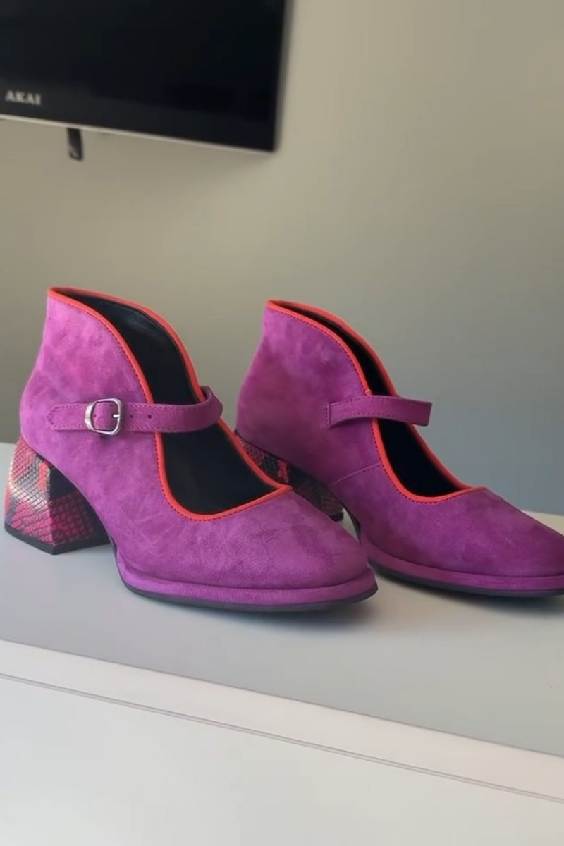 Fuchsia Suede Mary Jane Heels